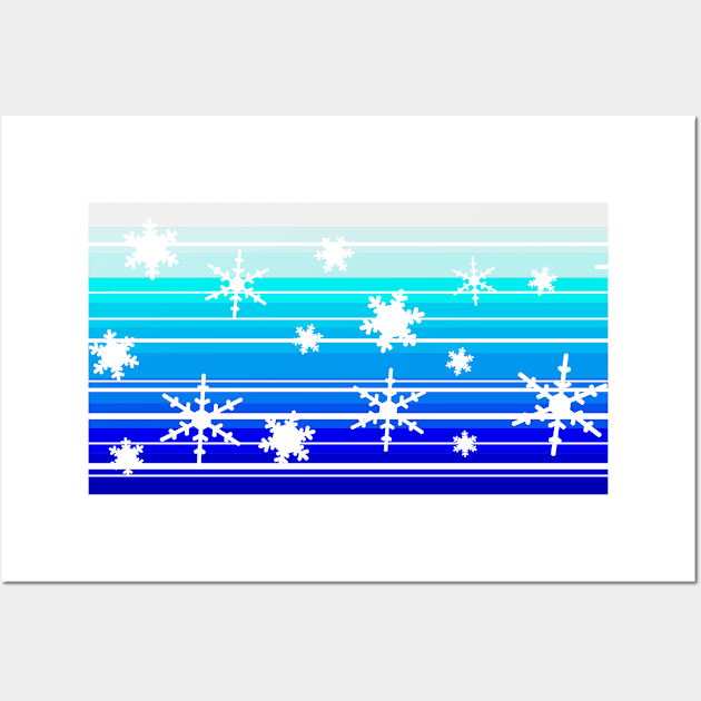 Ombre Winter Snowflake Pattern Wall Art by saradaboru